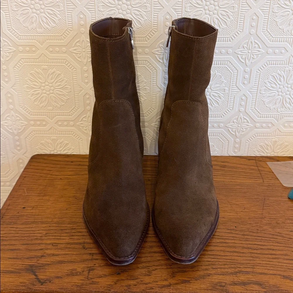 ⬇️ Dolce Vita Women’s Volli Leather Western Pointy Toe Booties Sz 9.5 Dark Brown - Picture 11 of 11